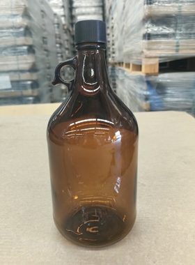 棕色玻璃瓶自酿葡萄酒瓶红酒瓶啤酒瓶1升2升直把提耳