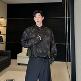 小众设计师新中式竹叶印花立领开叉衬衫外套2446P105，男装衬衫，电商C212