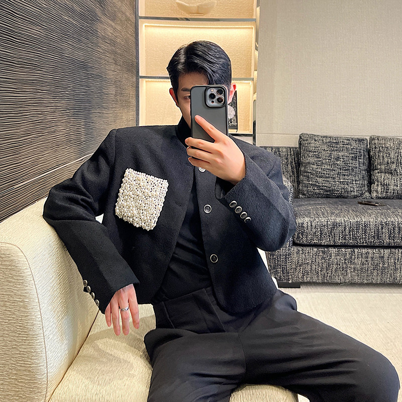 小众设计师重工珍珠口袋小香风外套W2375P155,女装短外套,电商C212