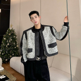 小众设计师撞色拼接小香短款夹克外套2422P145，男装夹克，电商C212