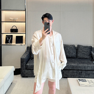 小众设计师高级感法式V领飘带衬衫短裤套装两色2451 P155图片