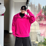 原创韩版个性立领拉链仿貂毛慵懒毛衣两色Y107P155，男装针织衫/毛衣，电商C212