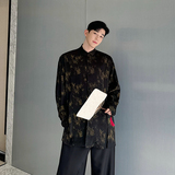 小众设计师新中式竹叶印花立领开叉衬衫外套2446P105，男装衬衫，电商C212
