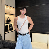 小众设计师个性金属环镂空百搭无袖背心两色T2376P65，男装背心/马甲，电商C212