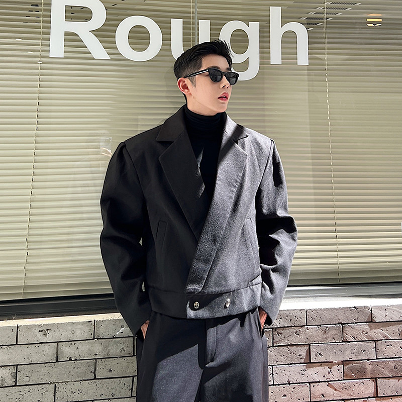 秋款韩版百搭个性设计师呢料短款西装领外套W2245P125,男装西服套装,电商C212