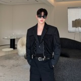 小众设计师双面料拼接短款西装夹克外套W2486P145，男装夹克，电商C212