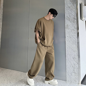 原创设计师拉链波浪边个性两穿卫衣休闲弯刀阔腿裤套装 2467 P235图片