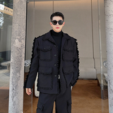 小众设计师重工多口袋木耳边美式复古工装套装两色2413P310，男装休闲套装，电商C212