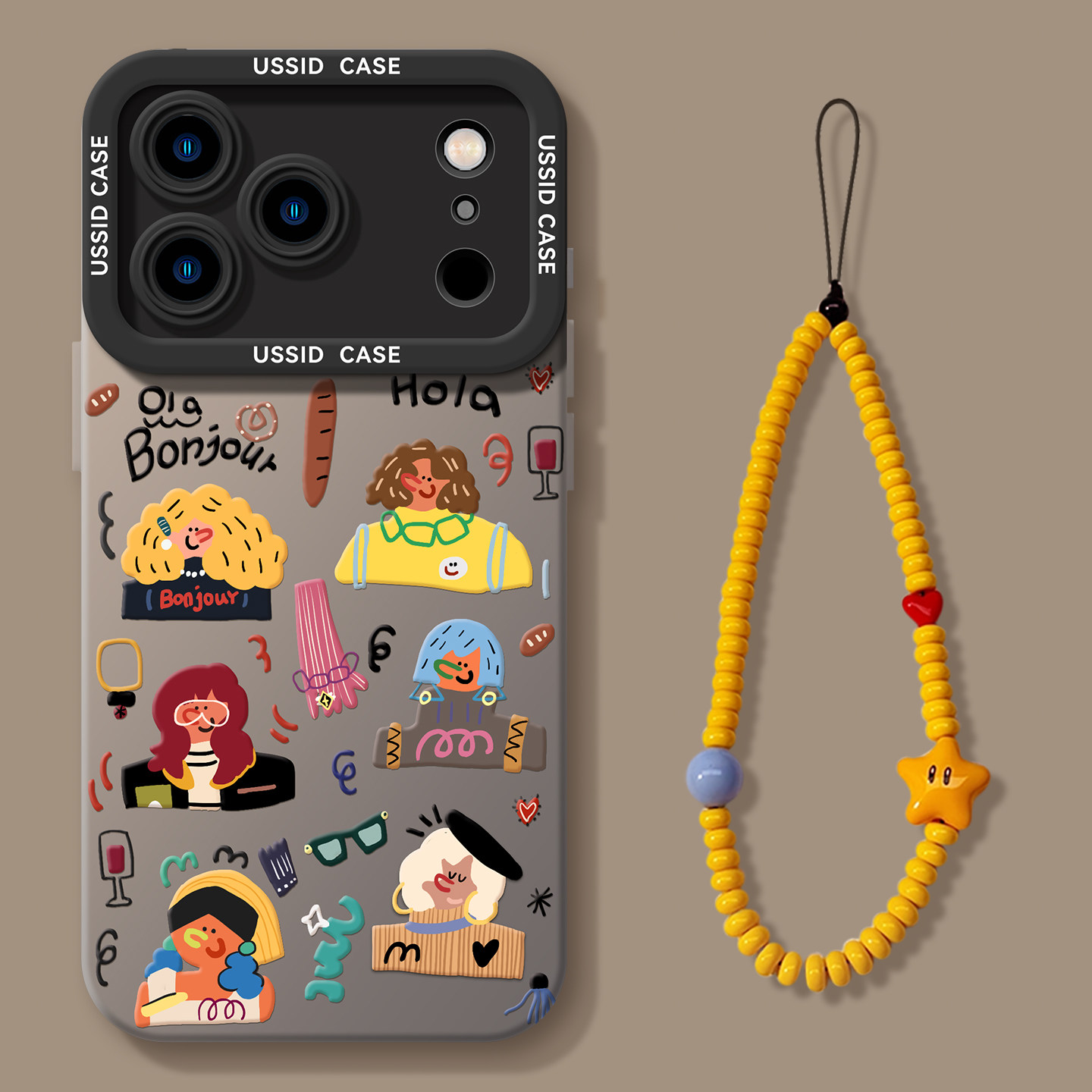 优思顿适用苹果17系列手机壳16pro新款14硅胶13高级感air搞怪女孩pro镜头全包max防摔iPhone15promax带挂绳女