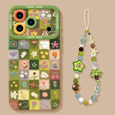 优思顿适用苹果17手机壳iphone17promax新款16碎花小兔15可爱ins风14绿色12小众pm高级感11带挂绳13硅胶17pro