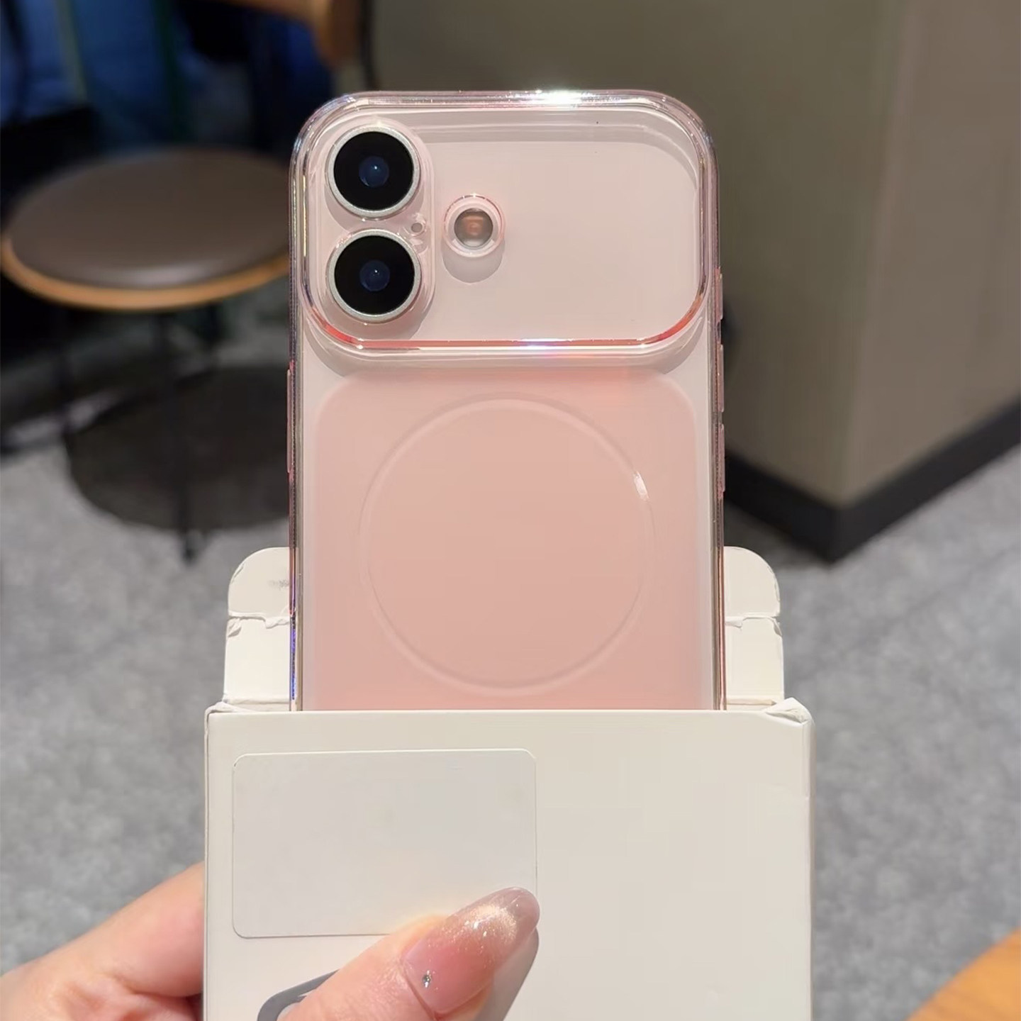 优思顿适用苹果17手机壳iphone17promax透明磨砂大视窗新款16简约16pro高级pro全包max新品粉色15软女17pro套