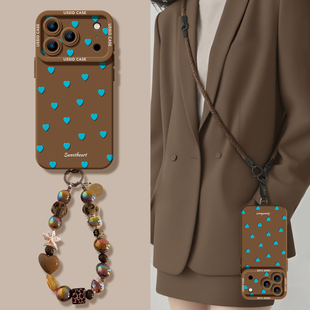 优思顿适用苹果17promax手机壳17pro新款 16Promax韩系蓝色爱心17air高级感16Pro硅胶15秋冬16带挂链iPhone17