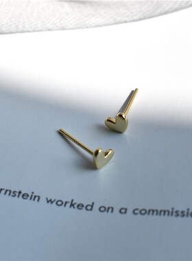 睡觉免摘小爱心耳钉ins金色极简心型耳环小巧精致养耳朵耳饰925银