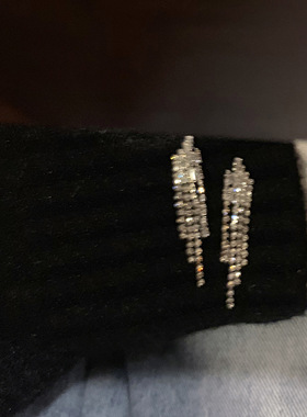 满天星短款闪钻流苏耳环韩国气质高级感耳钉小众设计感耳饰s925银