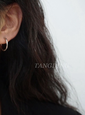 极简2cm素圈耳环港风两色金属冷淡风耳圈气质圆圈甜酷风百搭耳饰