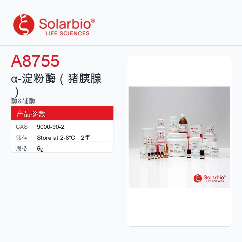 Solarbio 索莱宝 α-淀粉酶(猪胰腺) A8755-5g 科研级