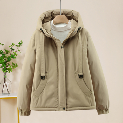 加绒棉服女短款2025新款冬季加厚棉袄外套连帽时尚保暖派克服棉衣