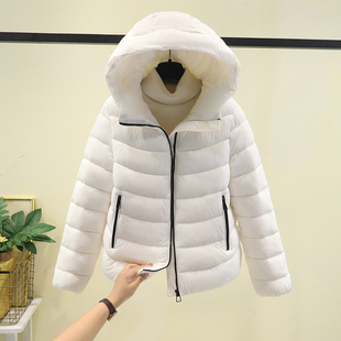 排骨加厚连帽棉服女短款外套收腰显瘦保暖白色棉衣冬季潮棉袄外套