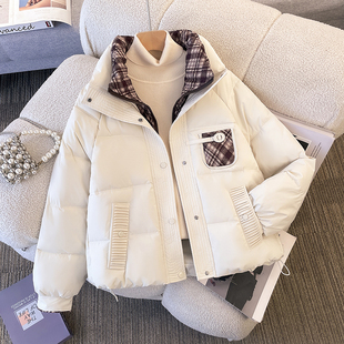 假两件立领羽绒棉服女短款棉衣冬季新款设计感小众加厚棉袄外套