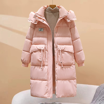 2024冬季新款羽绒棉服女中长款连帽加厚棉衣宽松显瘦保暖棉袄外套