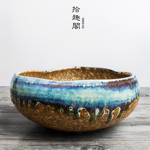手工粗陶复古茶洗陶瓷茶具水盂