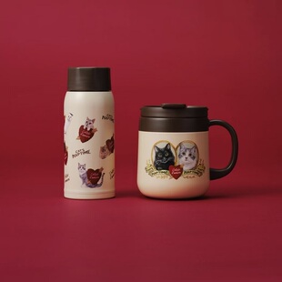 Nap 日本Afternoon tea猫眯不锈钢带盖保温杯软萌小清新包Cat