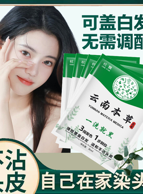 染发剂自然黑色袋装泡泡植物天然无刺激官方正品男女盖白纯染发膏