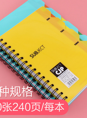 长江笔记本A5记事本分页25K加厚双线圈本PP索引本B5彩色商务办公学习工作记事日记本120页