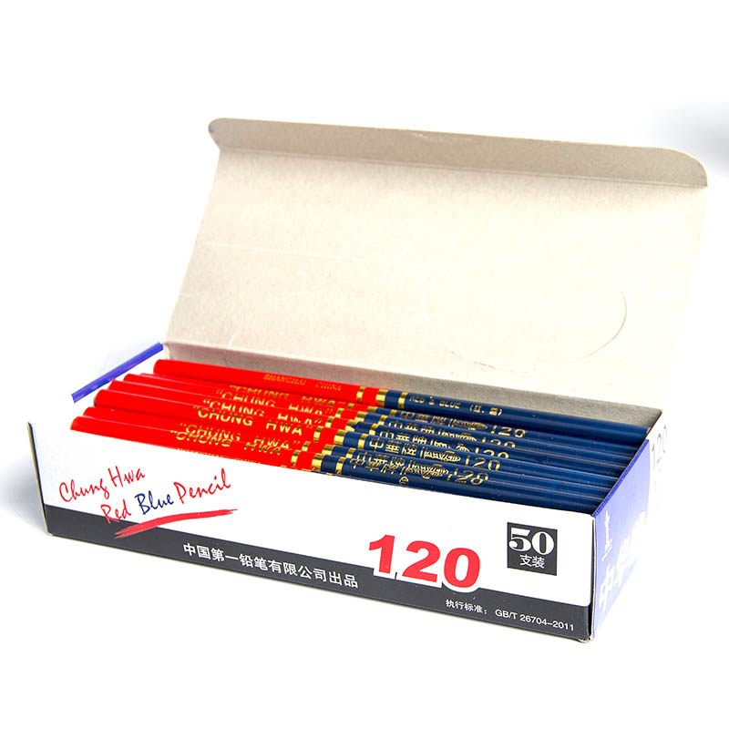 上海中华牌红蓝双头全红铅笔铅笔