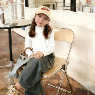 女童打底衫内搭加厚加绒德绒秋冬一体绒半高领可外穿长袖t恤上衣