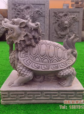 石雕青石龙龟乌龟神龟驼碑龙头龟雕塑墓地园林长寿龟许愿水池摆件