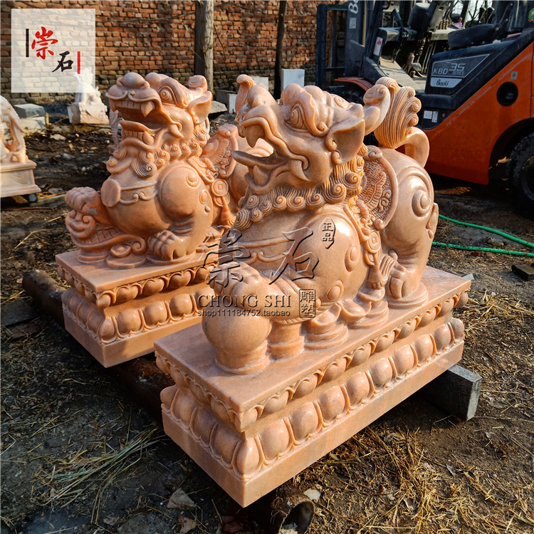 石雕貔貅雕塑晚霞紅石材貔貅麒麟擺件招財進寶瑞獸貔貅雕塑石貔貅在類目 家居飾品, 雕刻工藝, 石雕中 - 來自Buy2taobao.com提供專業的淘寶代購服務