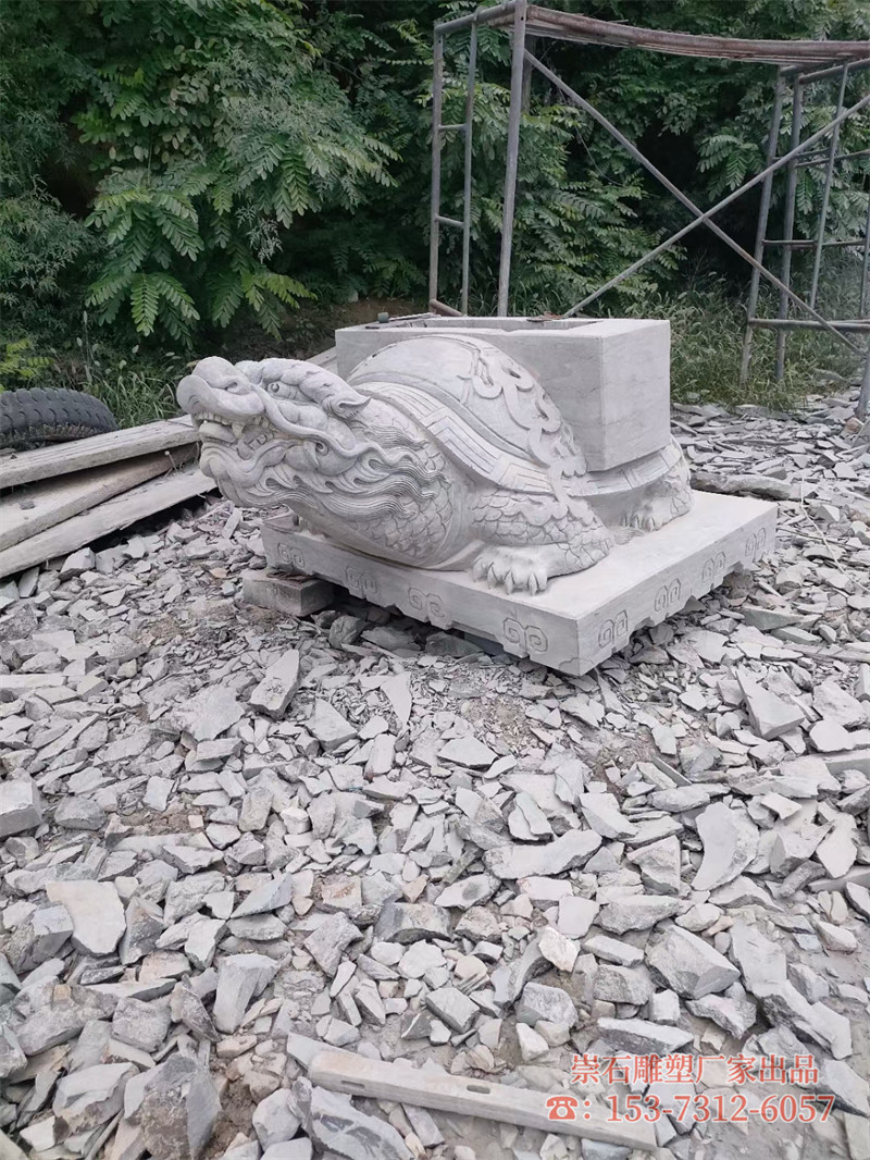 石雕龙龟花岗岩龙头龟别墅小区水景观装饰摆件龙龟驮碑功德碑