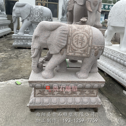 石雕大象一对花岗岩青石石象别墅庭院门口招财镇宅大型石头象摆件