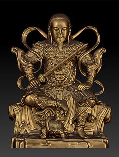 真武帝君STL图片3D打印设计素材圆雕精雕图真武大将军设计图