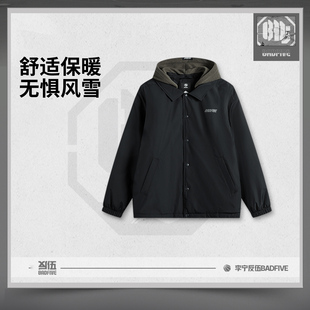 李宁goretex反伍外套男子防风透气防水宽松短款连帽棉服AJMU179