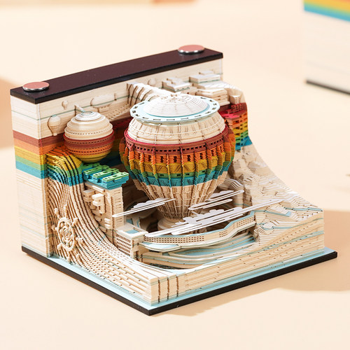 3D立体便签纸雕模型手撕文创