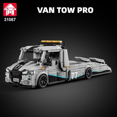 乐毅31067改装卡车拖车平板车八格超跑积木赛车摆件拼装儿童玩具