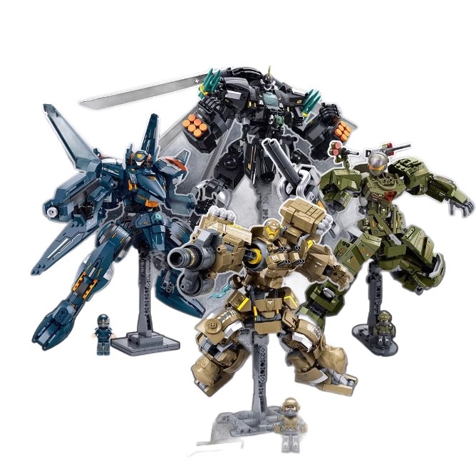 新款机甲系列酷玩潮玩炮兵机动装甲人摆件拼装积木男孩小鲁班玩具