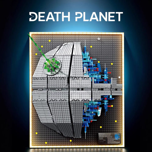 得客90001死星可挂墙相框星球带灯光儿童益智DIY拼装积木玩具礼物