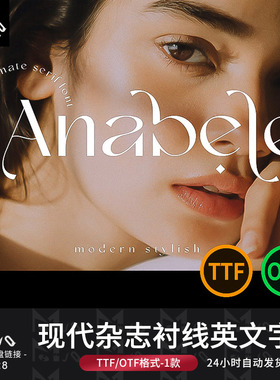 现代美感杂志海报标题logo设计OTF衬线英文字体TTF字体包MJQ素材