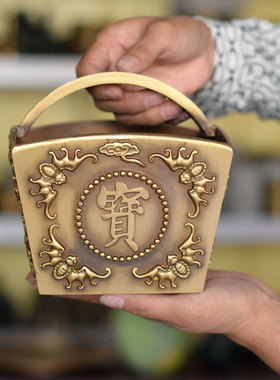 日进斗金黄铜材质店铺包邮摆件