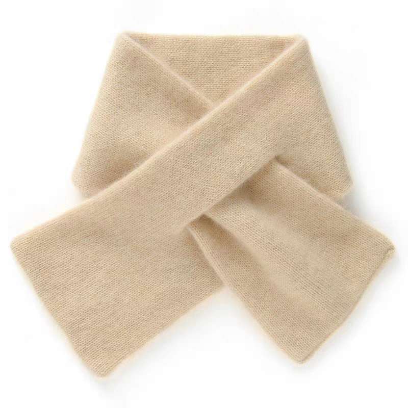 100%山羊绒小围巾男女秋冬百搭交叉学生儿童护颈保暖小围脖假领