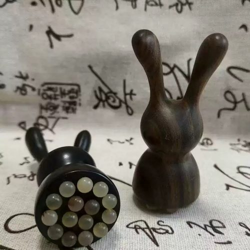 吴忠良正宗紫光檀兔子莲蓬羊角按摩器面部刮痧鼻子点穴眼部拨筋