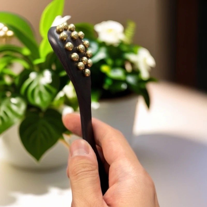 吴忠良正宗紫光檀黄铜面部按摩勺全脸通用疏通经络提升抗皱