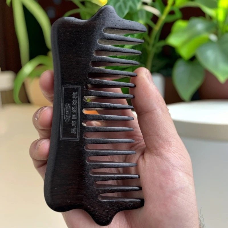 吴忠良正宗紫光檀单排齿大月梳改善脱发疏通经络随身携带手工打磨