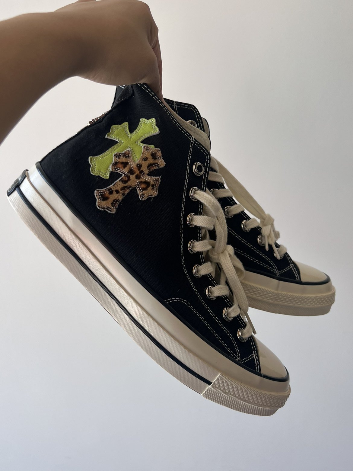 Remake客制十字架缝纫鞋片气眼扣帆布高帮鞋百搭舒适男女同款,流行男鞋,时尚休闲鞋,淘宝优惠券,粉丝福利购,淘宝优惠卷