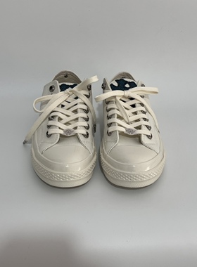 Remake客制十字架绣皮气眼扣白色皮面低帮鞋百搭舒适男女同款