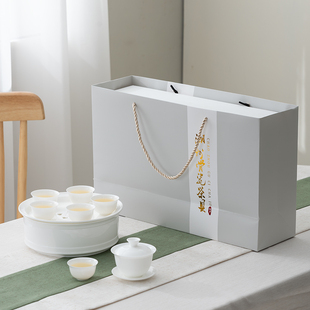 家用茶杯 潮州薄胎骨瓷茶具套装 三才盖碗泡茶器 随手礼 活动赠品