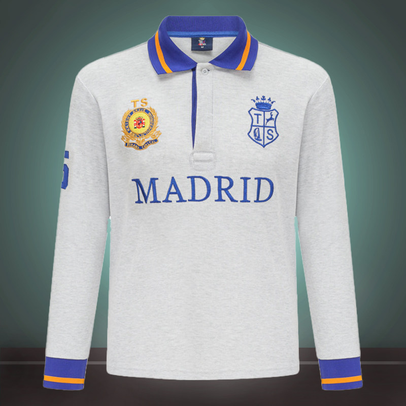 图琐正品纯棉长袖t恤男士翻领宽松大码刺绣polo衫时尚休闲上衣